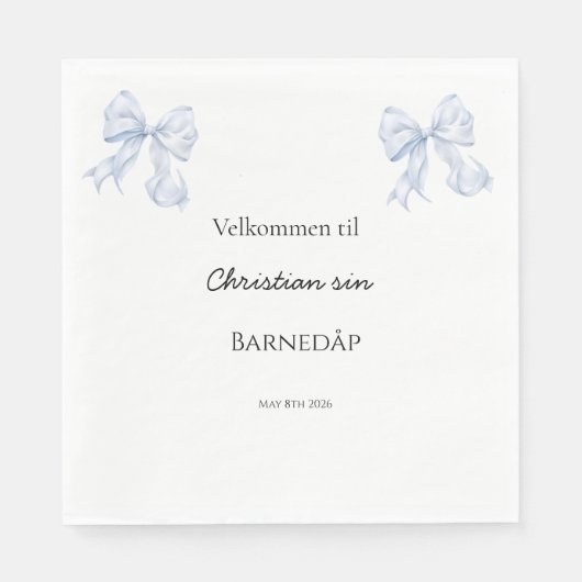 Blaue Schleife Taufservietten Serviette (Vorderseite)