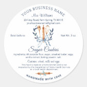 Blaue Schleife Utensilien Kochhausgemüse Gesetz Bä Runder Aufkleber (Vorderseite)