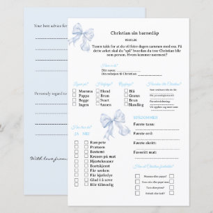 Blaue Schleife Wahrsagermarkt für Taufe/Babyshower