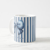 Blaue Schleife Wasserfarben-Streifendesign Kaffeetasse (Vorderseite Links)