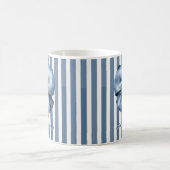 Blaue Schleife Wasserfarben-Streifendesign Kaffeetasse (Mittel)