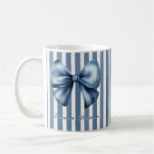 Blaue Schleife Wasserfarben-Streifendesign Kaffeetasse (Links)