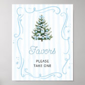 Blaue Schleife Weihnachtsbaum Baby Shower Geschenk Poster (Vorne)