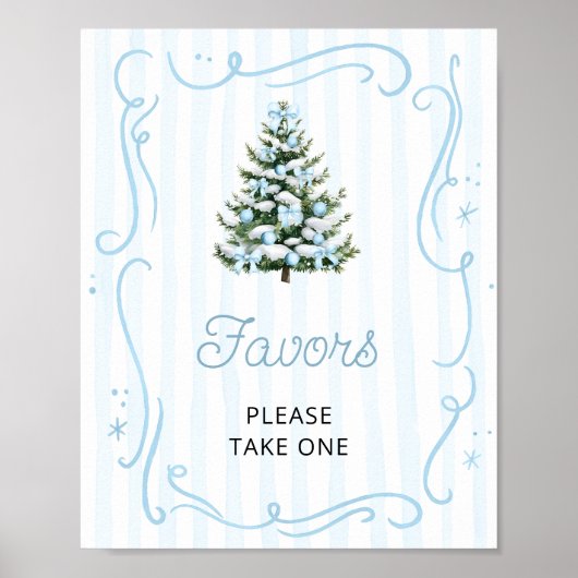 Blaue Schleife Weihnachtsbaum Baby Shower Geschenk Poster (Vorne)