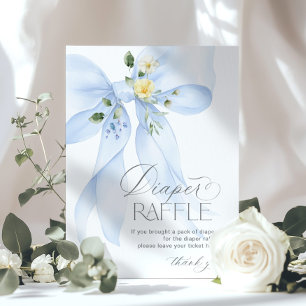 Blaue Schleife Windelverlosung Florale Babyparty Poster