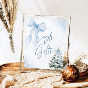 Blaue Schleife Winter-Schneeflocken-Baby-Shower-Ka Poster