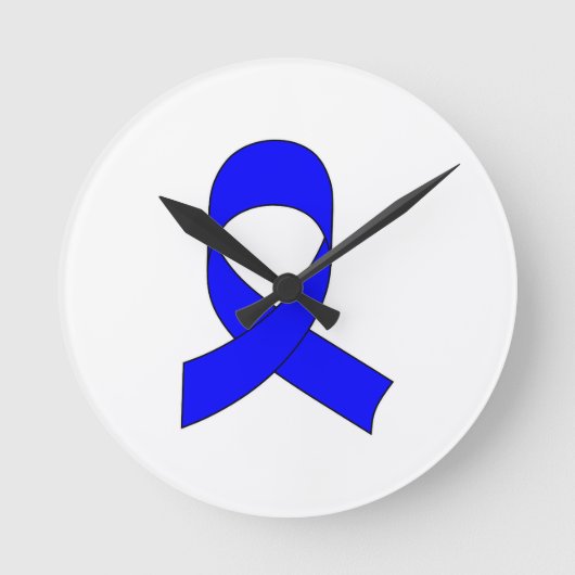 Blaue Schleife Zeichnend Runde Wanduhr (Vorderseite)