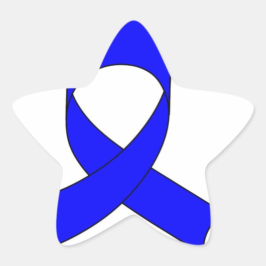 Blaue Schleife Zeichnend Stern-Aufkleber (Vorderseite)