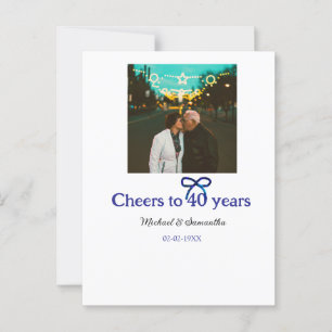 Blaue Schleife zum 40. Hochzeitstag  Postkarte