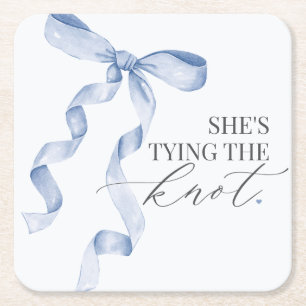 Blaue Schleife zum Knoten Bridal Shower Dekoration Rechteckiger Pappuntersetzer