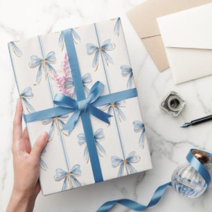 Blaue Schleifen Creme Junggesellinnen-Abschied Geschenkpapier