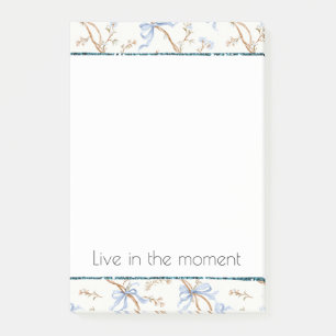 Blaue Schleifen Floral Creme Post-it Klebezettel