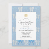 Blaue Schleifen Foto-Abschlussfeier Einladung (Rückseite)