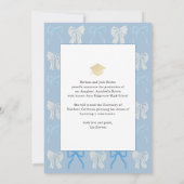 Blaue Schleifen Foto Text Abschlussankündigung Einladung (Rückseite)