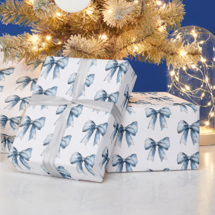 Blaue Schleifen Weihnachten Geschenkpapier