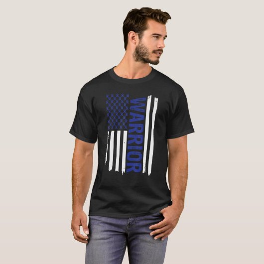 Blaue Schleifenflagge des Kriegers zur Sensibilisi T-Shirt (Vorne ganz)