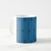 Blaue Schließfach-Türen Kaffeetasse (Vorderseite Links)