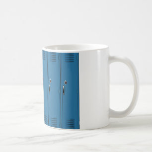 Blaue Schließfach-Türen Kaffeetasse