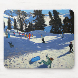 Blaue Schlitten-Schönheit Plagne Mousepad