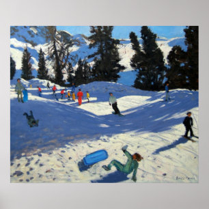 Blaue Schlitten-Schönheit Plagne Poster