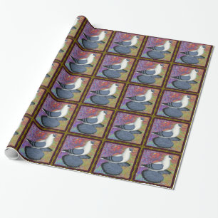 Blaue Schlucktaube Gerahmt Geschenkpapier