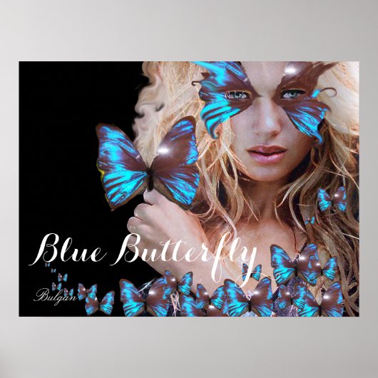 BLAUE SCHMETTERLING FRAU POSTER (Vorne)