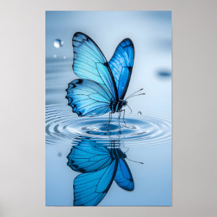 Blaue Schmetterling gerahmter Kunst Poster
