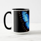 Blaue Schmetterling-Schwarze Kaffeetasse (Links)