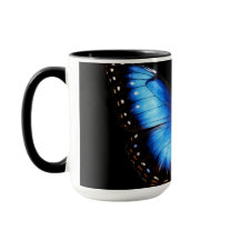 Blaue Schmetterling-Schwarze Kaffeetasse