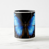 Blaue Schmetterling-Schwarze Kaffeetasse (Zentrum)