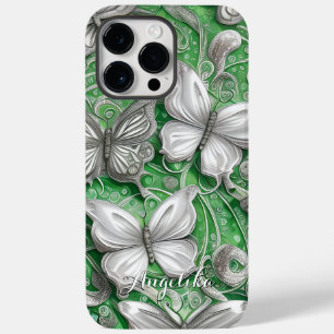 Blaue Schmetterling- und Glitter-Personalisierung  Case-Mate iPhone 14 Pro Max Hülle