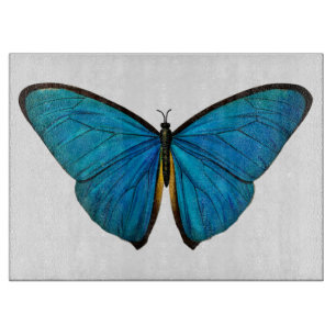Blaue Schmetterling Vintage Glas Schneidbrett Schneidebrett