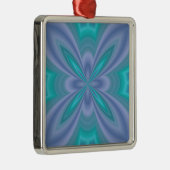 Blaue Schmetterlinge Abstrakt Silbernes Ornament (Rechts)