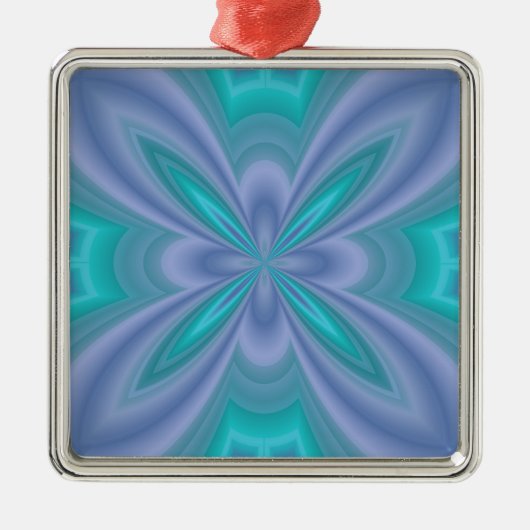 Blaue Schmetterlinge Abstrakt Silbernes Ornament (Vorne)