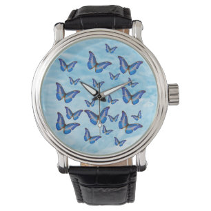 Blaue Schmetterlinge Armbanduhr