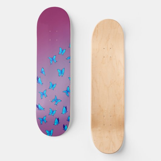 Blaue Schmetterlinge auf der Moonlight Skateboard (Vorderseite)