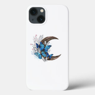 Blaue Schmetterlinge auf hölzernem Halbmond Case-Mate iPhone Hülle