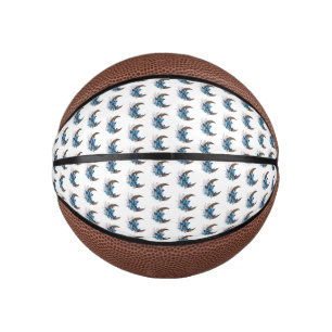 Blaue Schmetterlinge auf hölzernem Halbmond Mini Basketball