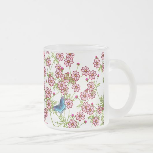 Blaue Schmetterlinge auf Mattglastasse (Rechts)