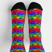 Blaue Schmetterlinge auf Regenbogen Socken (Oben)