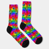 Blaue Schmetterlinge auf Regenbogen Socken (Rechts)
