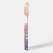 Blaue Schmetterlinge auf rosa und lavander Blume iPhone Hülle (Rechte Seite)