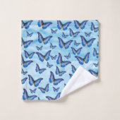 Blaue Schmetterlinge Badhandtuch Set (Waschlappen)