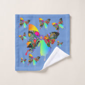Blaue Schmetterlinge Badhandtuch Set (Waschlappen)