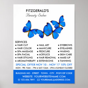 Blaue Schmetterlinge, Beautician, Schönheitssalon Poster