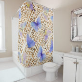 Blaue Schmetterlinge Bio braunes Tiermuster Duschvorhang (Beispiel)