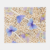 Blaue Schmetterlinge Bio braunes Tiermuster Fleecedecke (Vorderseite (Horizontal))