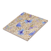 Blaue Schmetterlinge Bio braunes Tiermuster Fliese (Seite)