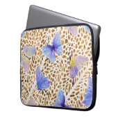 Blaue Schmetterlinge Bio braunes Tiermuster Laptopschutzhülle (Vorderseite Links)