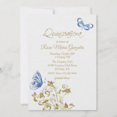 Blaue Schmetterlinge Chic Quinceanera Einladung (Vorderseite)